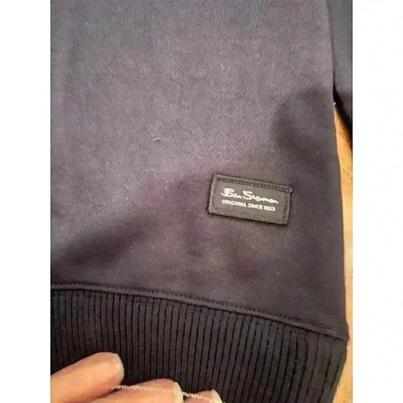 Ben Sherman Men's Quilted Navy Sweatshirt Small Corron Boend Preppy Academia - Picture 5 of 6